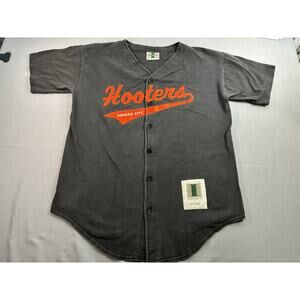 Hooters Kansas City Script Baseball Jersey Gray Mens Large Vintage Style